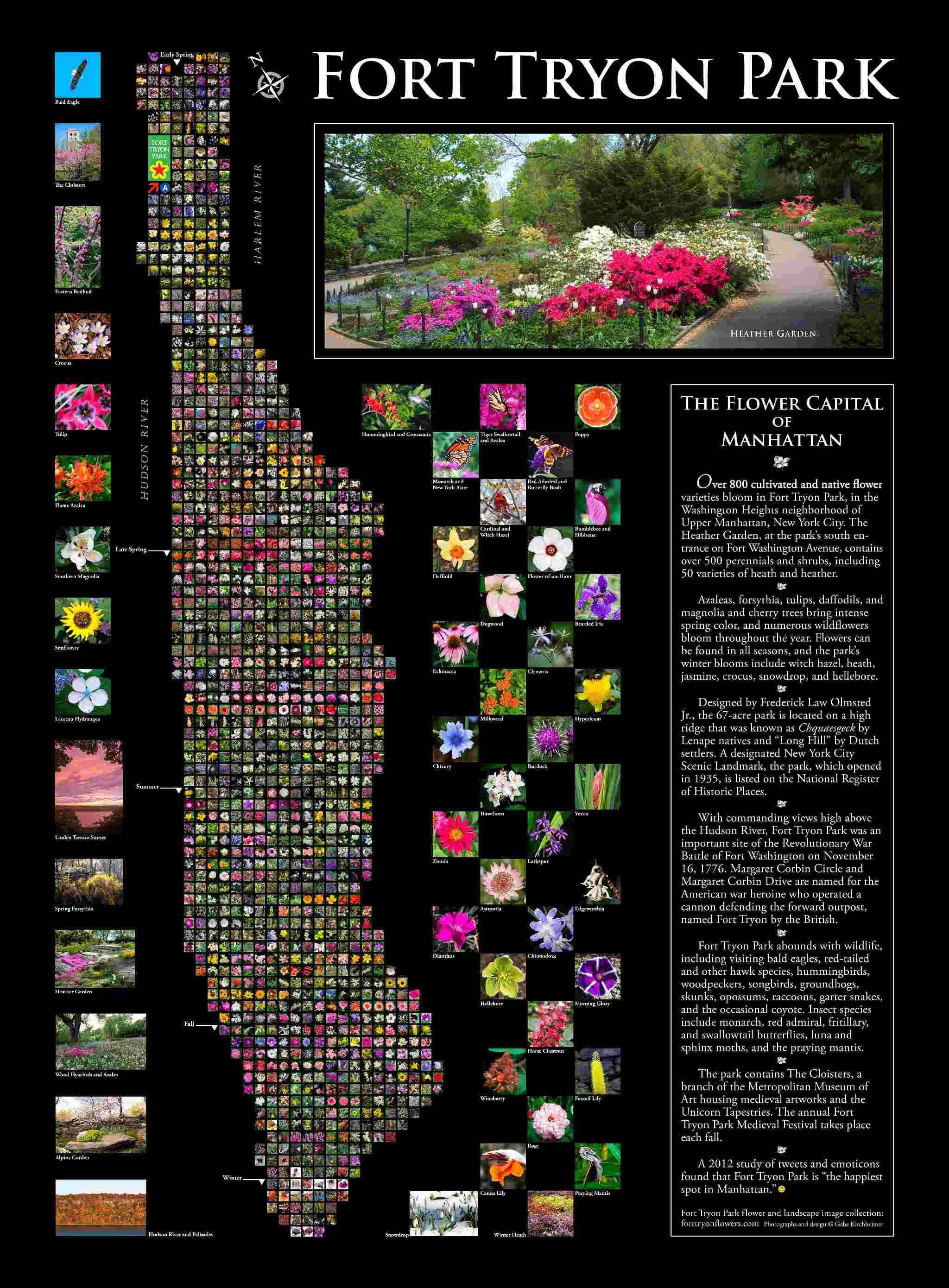 Fort Tryon Park poster, black background